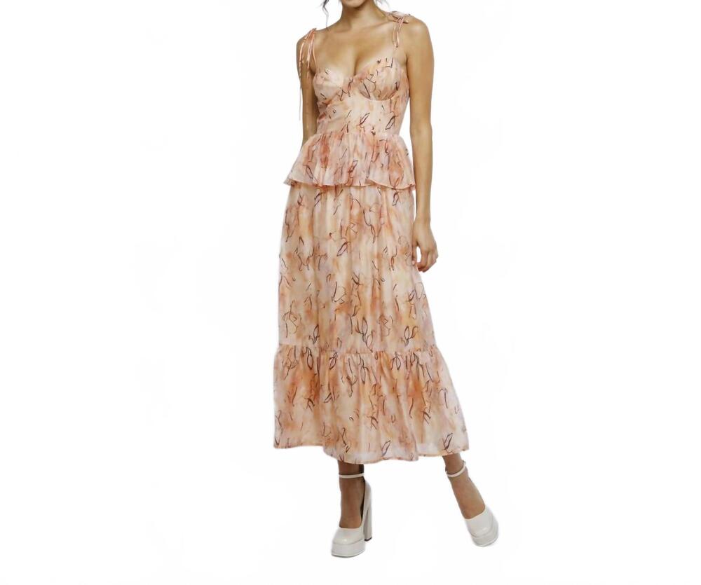 NEW STORIA sandi peplum midi dress in peach